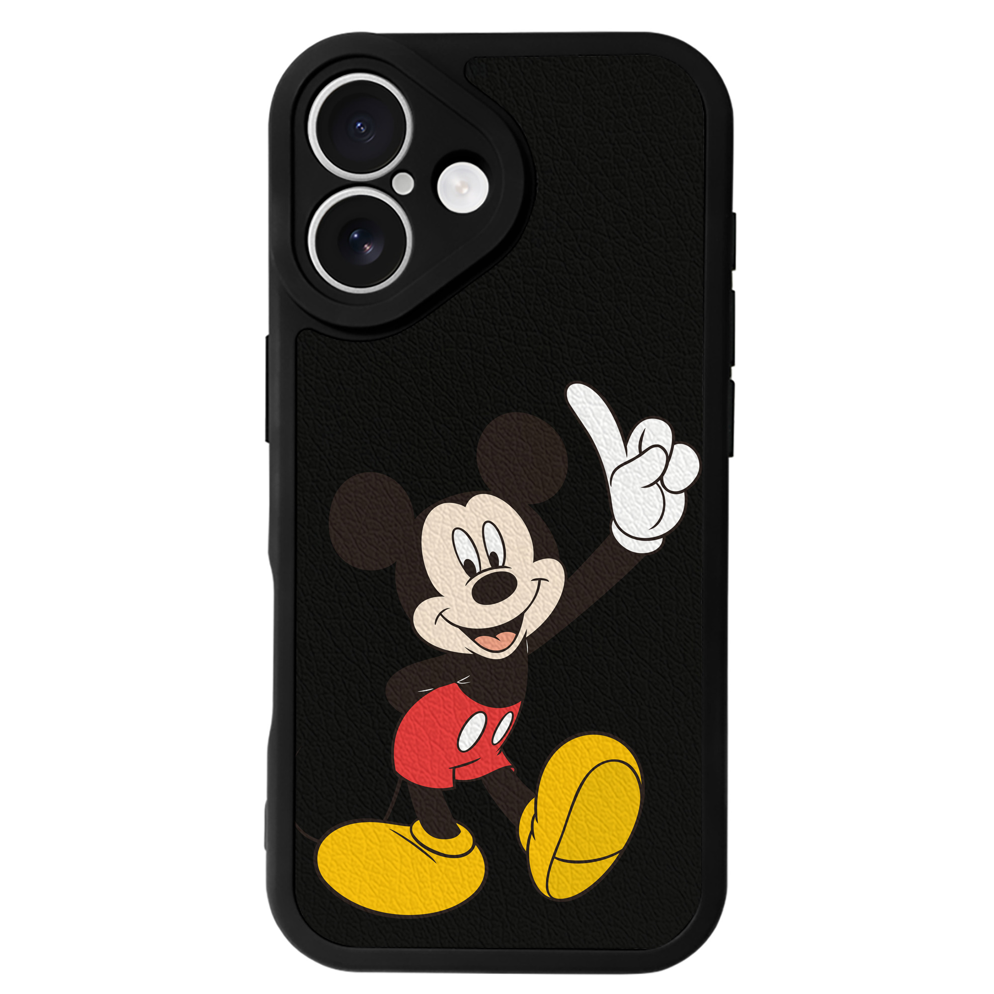 （画像用） ミッキーマウス Mickey Mouse 【iPhone 16シリーズ対応】シリコンスマホケース（レザー調） 材質：シリコン